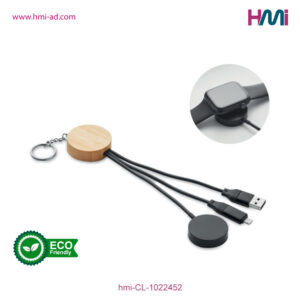 Promotional Keyring with charging cable branded with logo Germany | Promotional charging cable in Germany | Promotional Eco-friendly gift items in Germany | hmi-CL-1022452-02