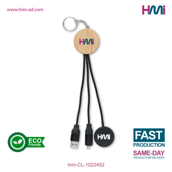 Promotional Keyring with charging cable branded with logo Germany | Promotional charging cable in Germany | Promotional Eco-friendly gift items in Germany | hmi-CL-1022452