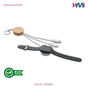 Promotional Keyring with charging cable with logo in Germany | Promotional Charging cable with branding in Germany | Promotional Eco-friendly charger with logo in Germany | hmi-CL-1022451-04
