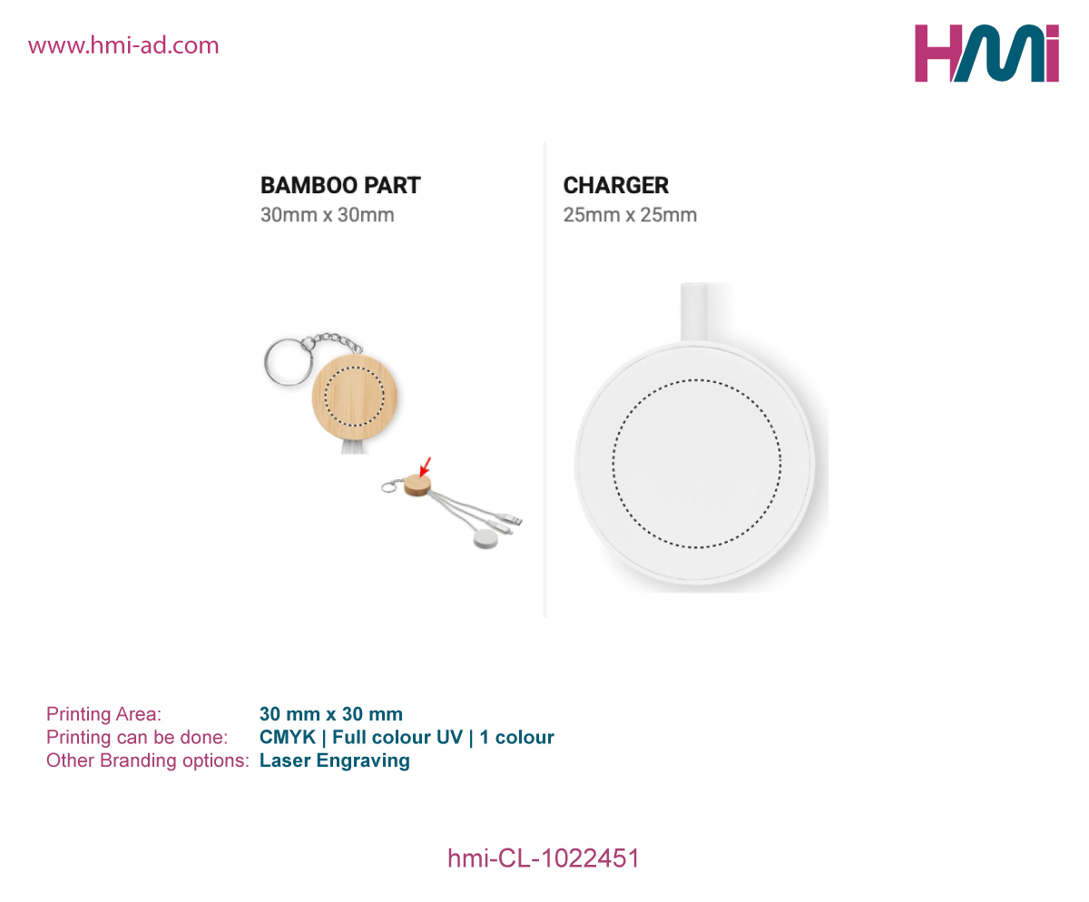 Promotional Keyring with charging cable with logo in Germany | Promotional Charging cable with branding in Germany | Promotional Eco-friendly charger with logo in Germany | hmi-CL-1022451-Printing Details