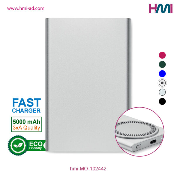 Promotional Wireless power bank 42 | Promotional Eco-friendly wireless power bank with branding in Germany | hmi-MO-102442