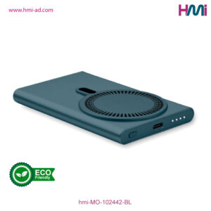 Promotional Wireless power bank 42 | Promotional Eco-friendly wireless power bank with branding in Germany | hmi-MO-102442-BL