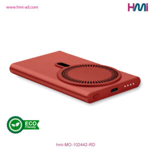 Promotional Wireless power bank 42 | Promotional Eco-friendly wireless power bank with branding in Germany | hmi-MO-102442-RD
