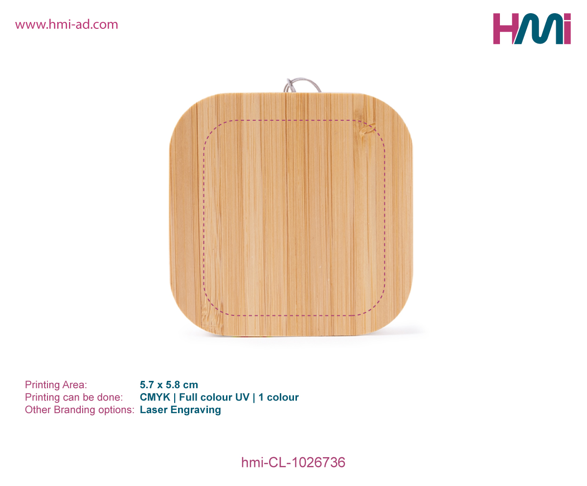 Promotional charging cable set with logo | Square bamboo charging cable set | Promotional Bamboo charging cable set with logo in Germany | hmi-CL-1026736-Printing Details