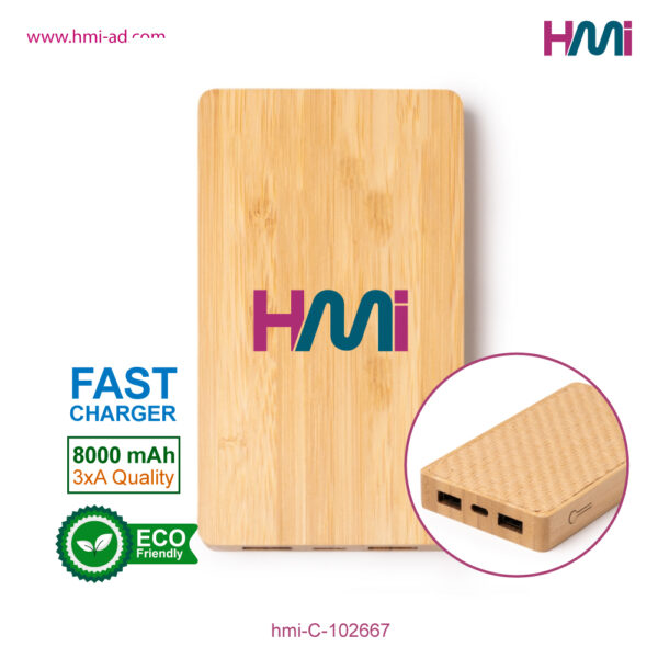 Bamboo Power Bank 67 | Promotional Power Bank 67 with branding in Germany | Power bank 67 with logo in Germany | hmi-C-102667-02