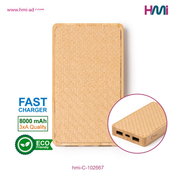 Bamboo Power Bank 67 | Promotional Power Bank 67 with branding in Germany | Power bank 67 with logo in Germany | hmi-C-102667