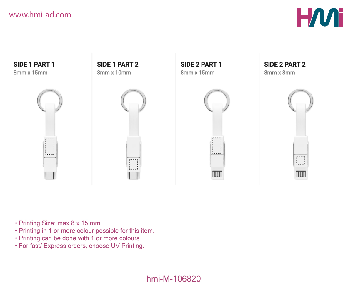 Promotional Keyring Charging cable 20 | Promotional Keyring with charging cable with logo in Germany | Promotional Keyring with logo in Germany | hmi-M-106820- Printing Details