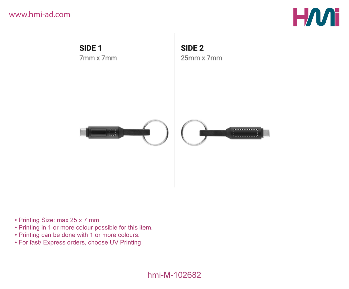 Promotional Keyring with charging cable | Promotional Keyring charger 82 | Promotional charging cable with branding in Germany | hmi-M-102682- Printing Details