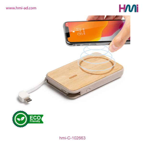 Promotional Power Bank 63 | Promotional Bamboo power bank in Germany | Promotional Bamboo Power Bank with logo in Germany | hmi-C-102663-03