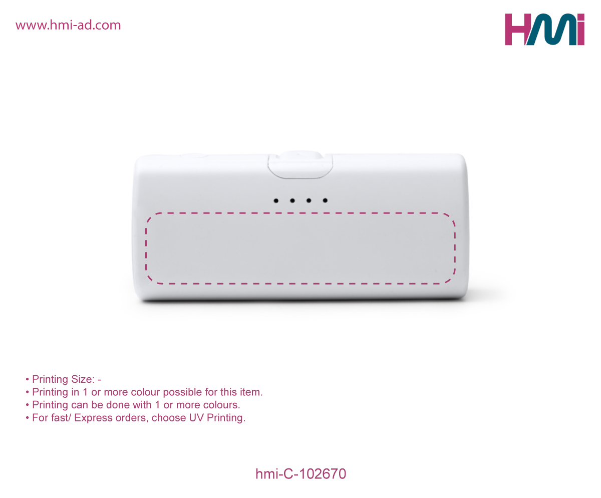 Promotional Power Bank 70 | Promotional mini Power Bank with logo in Germany | Promotional Power Bank with branding in Germany | hmi-C-102670- Printing Details