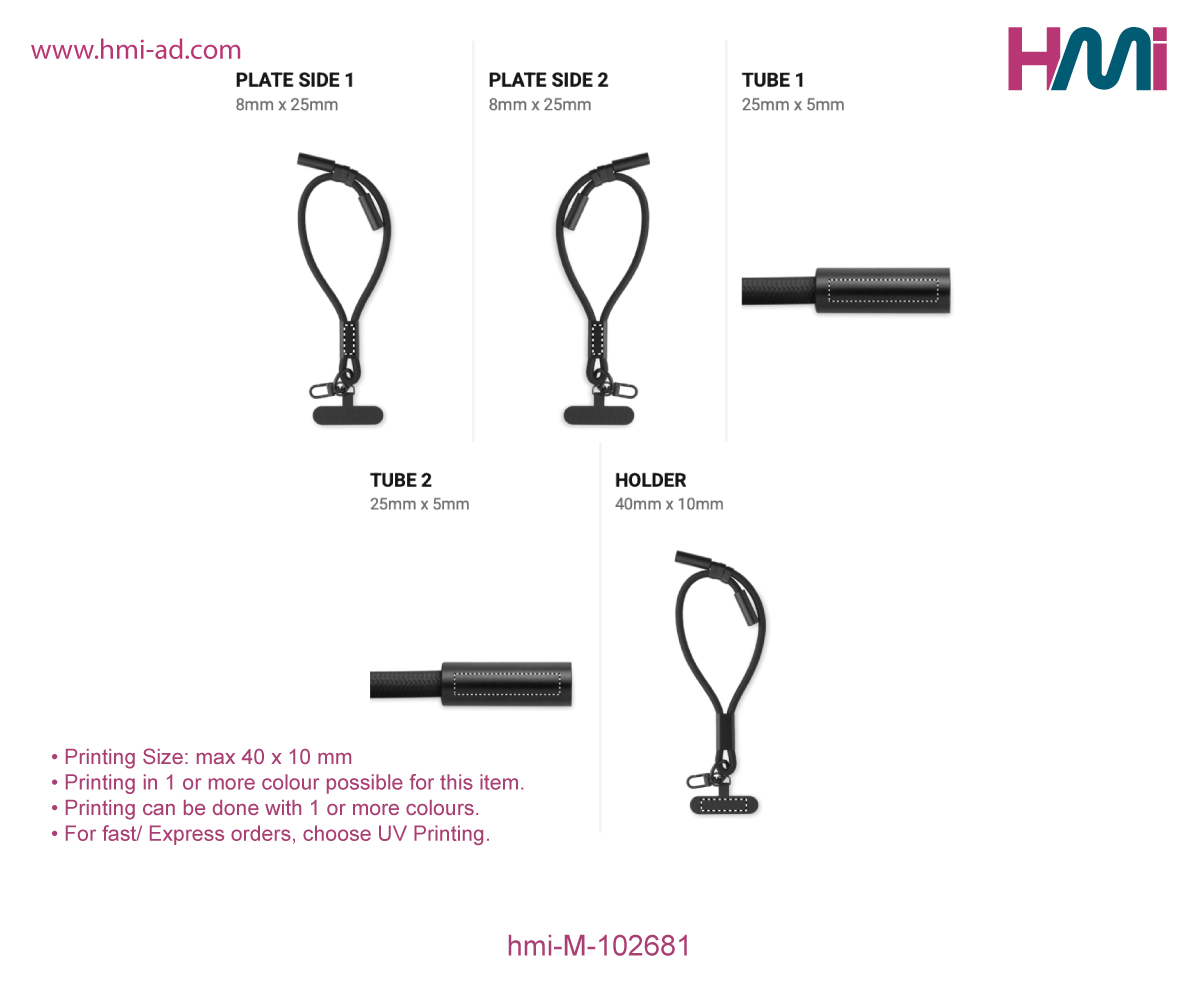 Promotional Wristband Charging Cable 81 | Promotional Wrisband with logo in Germany | hmi offers Gift items with logo in Germany | Promotional Charging cable in Germany | hmi-M-102681- Printing Details