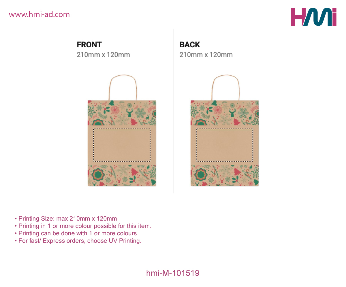 Christmas Paper Bag 19 | Promotional Paper Bag with logo in Germany | Promotional Christmas bag with logo in Germany | Promotional Swags for Christmas in Germany | HMi GmbH | hmi-ad | hmi-M-101519- Printing Details