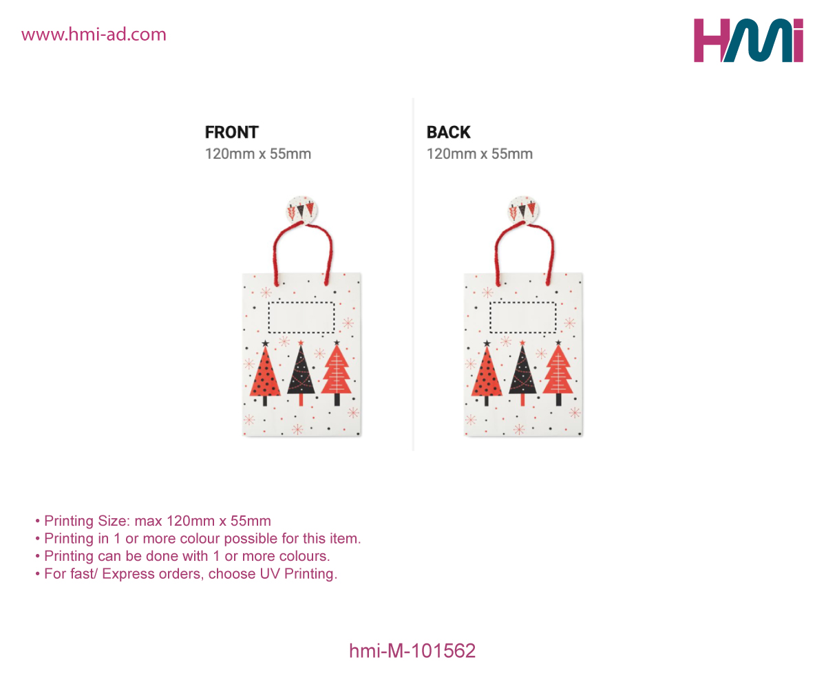 Christmas paper bag with customized logo in Germany | Promotional Products with Logo in Germany | Promotional Gifts for Christmas in Germany | HMi GmbH | hmi-ad | hmi-M-101562-Printing Details