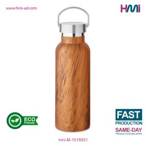 Wood Effect Vacuum Insulated Stainless Steel Bottle | Promotional Wooden Double wall bottle | Promotional Drinkware in Germany | HMi GmbH | hmi-ad | hmi-M-1016931