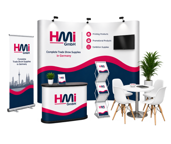 Complete Trade Show Supplies in Germany | Exhibition Stand with custom printing | hmi-ad
