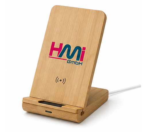 Eco-Friendly Phone stand with wireless charger branded with logo in Germany | Promotional Wireless phone stand in Germany | hmi-ad
