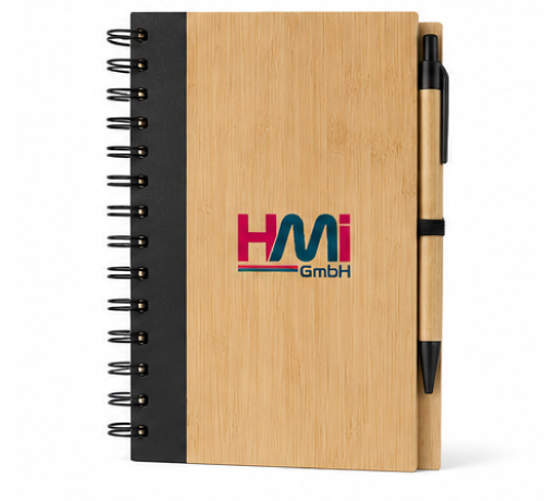 Promotional Eco-Friendly Notebook with custom logo | Promotional Bamboo Notebook branded in Germany | hmi-ad