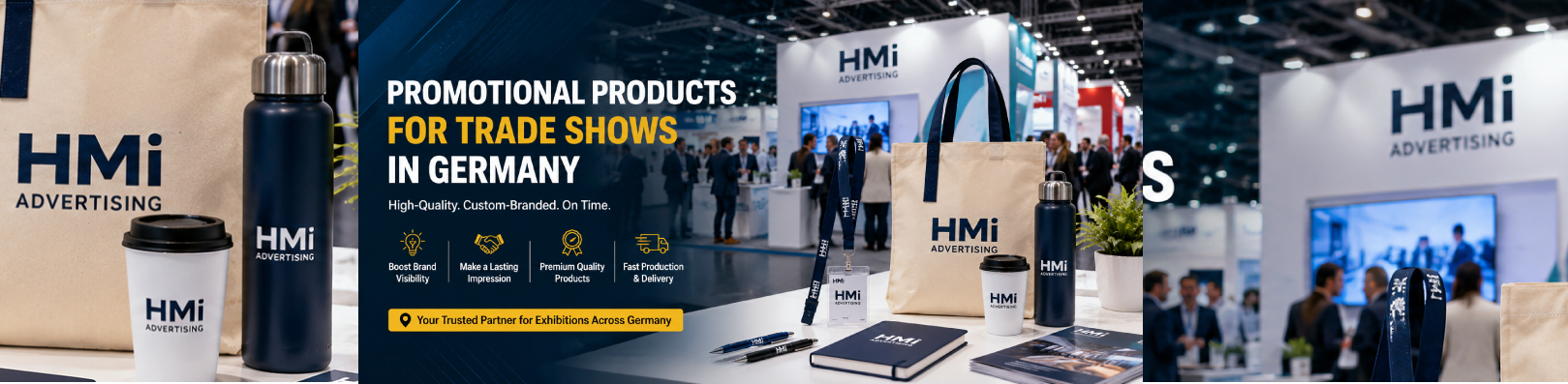 Promotional Products for Trade shows in Germany Banner | hmi-ad | Promotional Merchandise with branding Germany