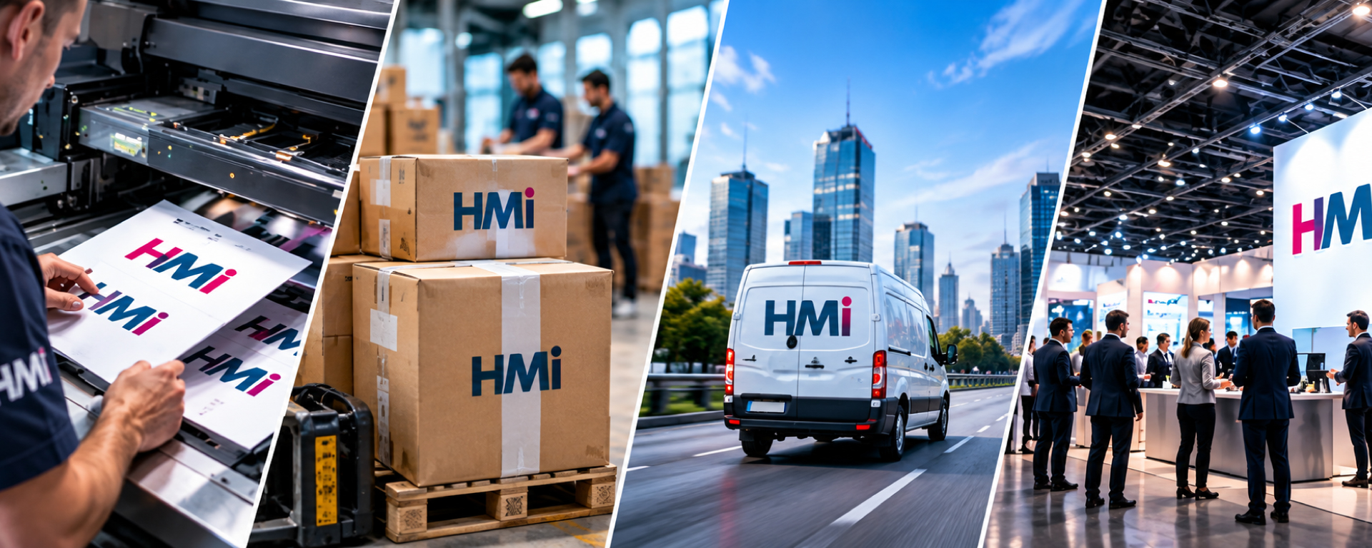 HMi promotional product production, packing, delivery and trade show support in Germany