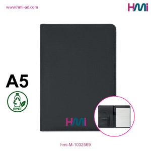 Promotional A5 RPET Portfolio with logo branding | Promotional Black Portfolio Germany | hmi-M-1032569 | Image 02