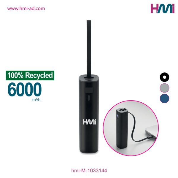 Promotional Aluminium 6000 mAh Powerbank Tube with branding in Germany | Promotional Power Bank Tube shaped with branding | hmi-M-1033144 | Image 02