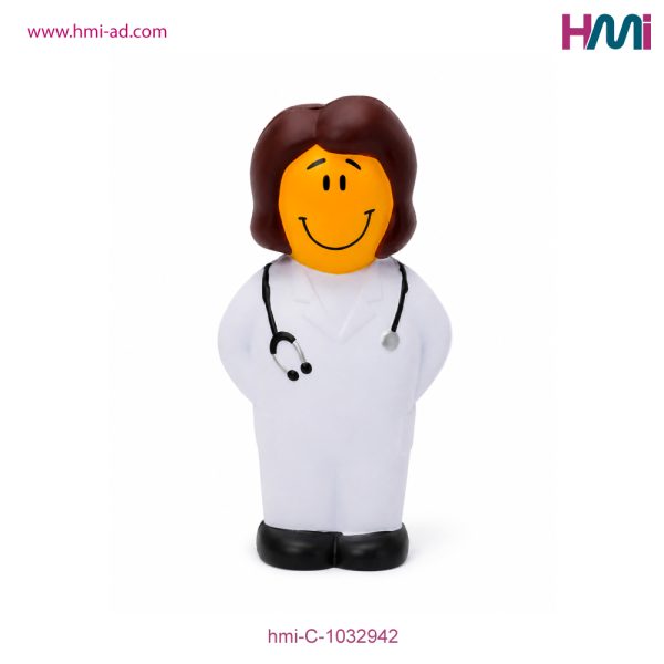 Promotional Anti-Stress Female Doctor Toy | Anti-Stress Doctor with branding in Germany | hmi-C-1032942 | Image 01