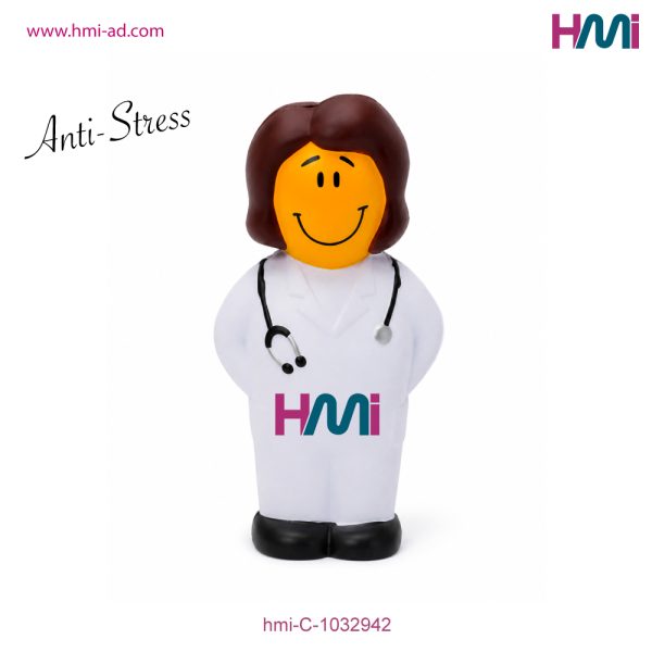 Promotional Anti-Stress Female Doctor Toy | Anti-Stress Doctor with branding in Germany | hmi-C-1032942 | Image 02