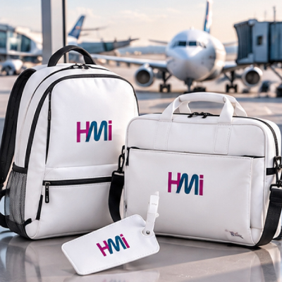 Promotional travel and business bags with custom logo for aviation companies in Germany