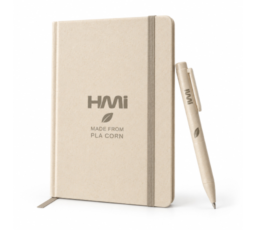 Promotional PLA Corn Pen and notebook in Germany | Promotional PLA Corn Notebook Set with branding in Germany | hmi-ad