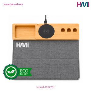 Promotional Wireless Charger Bamboo Mouse Pad with branding in Germany | Promotional Bamboo Mouse Mat with custom Logo in Germany | hmi-M-1032281 | Image 02