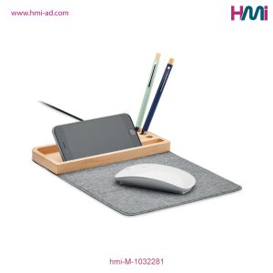 Promotional Wireless Charger Bamboo Mouse Pad with branding in Germany | Promotional Bamboo Mouse Mat with custom Logo in Germany | hmi-M-1032281 | Image 05
