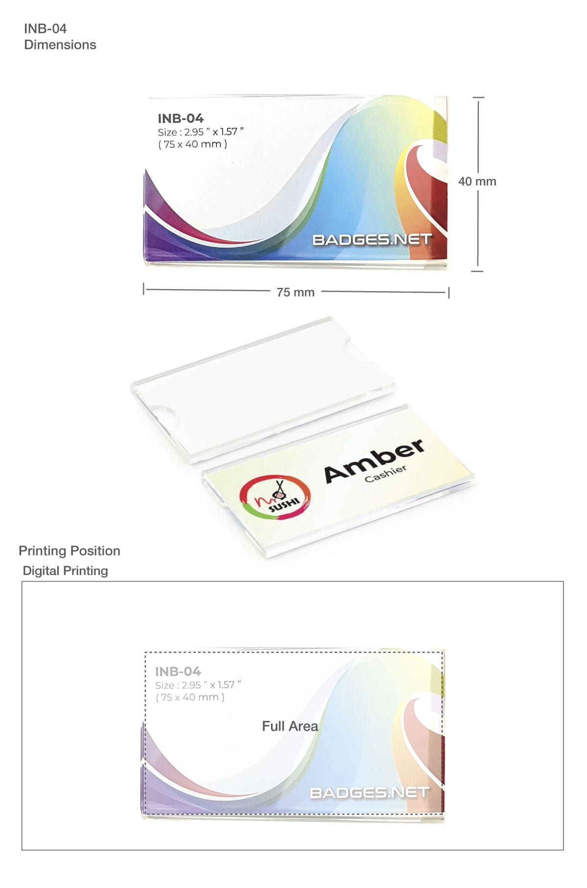Acrylic Badge Print Details