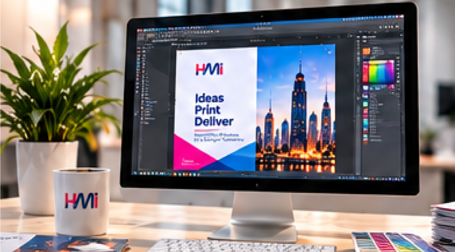 Professional custom leaflet design on a computer