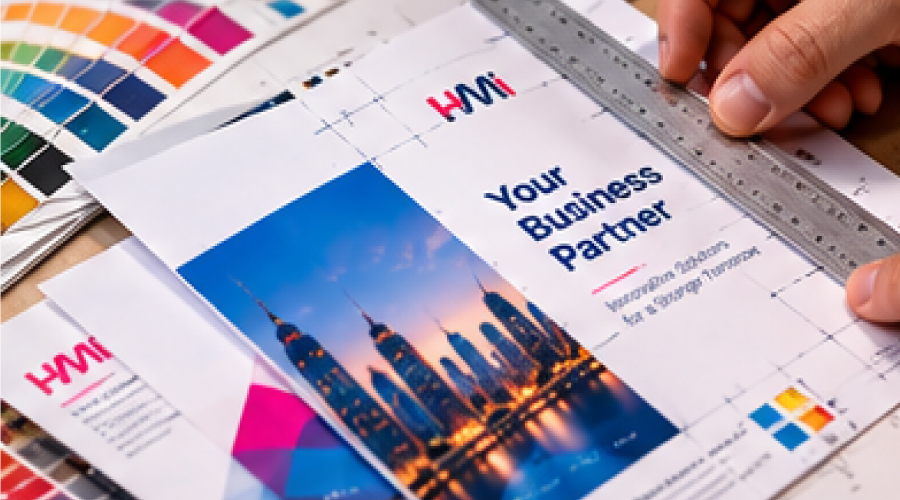 Checking leaflet printing files, cut lines and fold margins