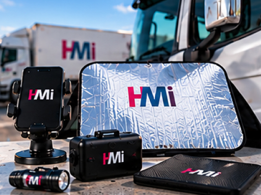 Promotional vehicle accessories with branding for transport companies