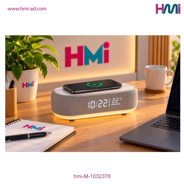 Promotional Wireless 4-in-1 Clock Station with logo branding in Germany | Promotional Technology gift item with branding in Germany | HMi | hmi-ad | 09