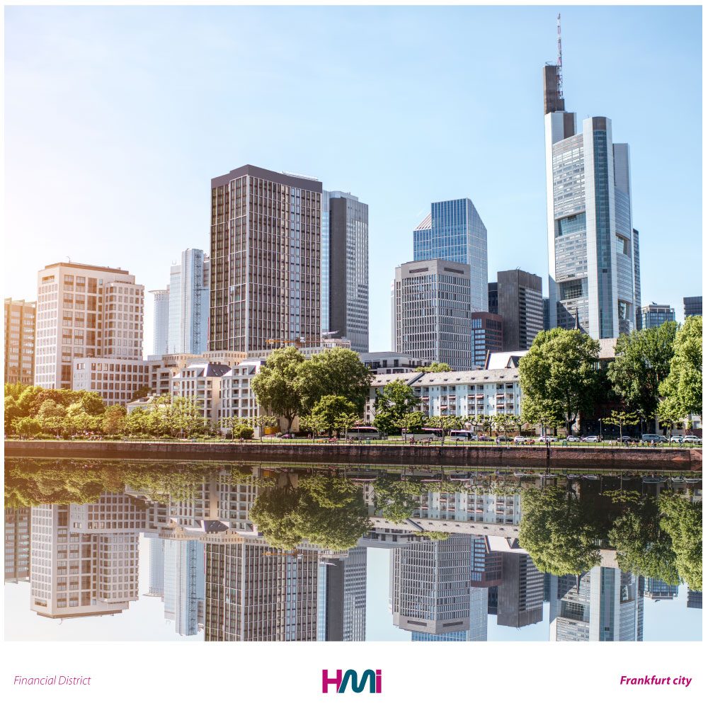 Financial Distirict in Frankfurt city image on Frankfurt page on hmi-ad website | Marketing products and marketing services in Frankfurt with HMi GmbH | HMi offers printing services in Frankfurt city