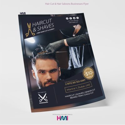 Hair cut flyer in Germany with HMi GmbH | Hair saloons Professional Flyer desiging in Germany with only HMi GmbH | We design and print your flyers in Germany with top quality and prices possible | HMi offers professional marketing products such as Flyer designing and flyer printing