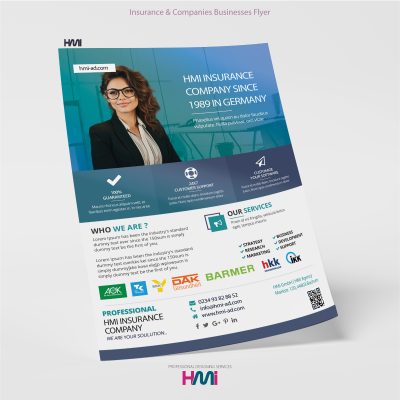 Insurance flyer design and printing in Germany with HMi | Order professional flyers in Germany to HMi with top prices | HMi offers professional marketing services and top price printing products in German | Get your business professional marketing products to get more sales in Germany with HMI