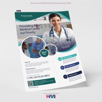 Doctors and Medical Center Flyer Design with HMi | Order professional Marketing products in Germany to HMi | HMi offers all types of marketing products in Germany with top prices | Professional medical centre flyer design and printing service in Düsseldorf