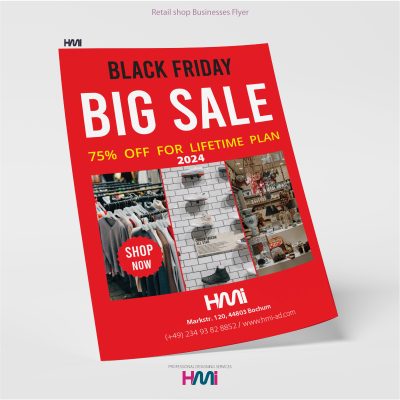 Professional Flyer for retail shop in Germany | Retail shop advertising products in Germany with HMI | Order your flyers to HMi and get the best results from your marketing