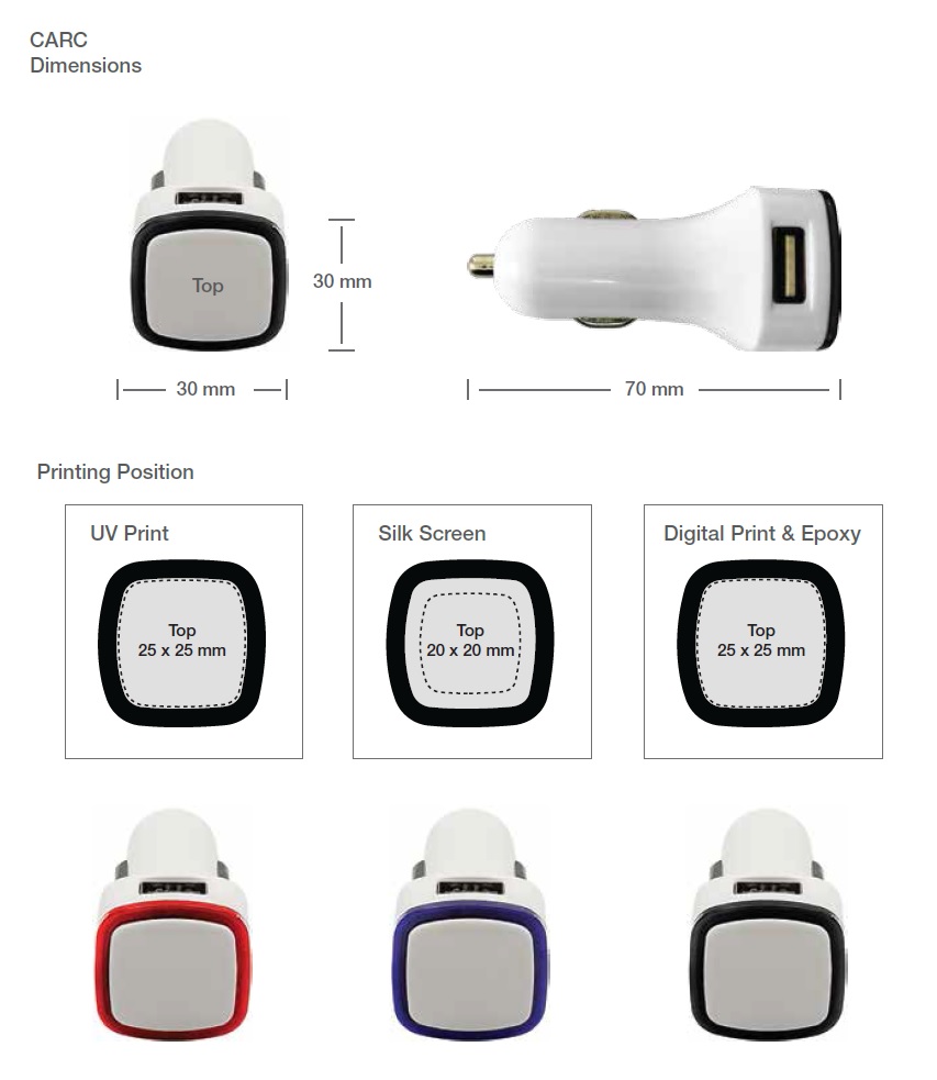 USB Car Charger Printing Details